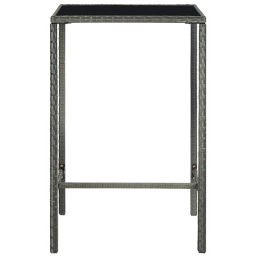 vidaXL Τραπέζι Μπαρ Κήπου Γκρι 70x70x110cm Συνθετικό Ρατάν/Γυαλί 1 τεμ.