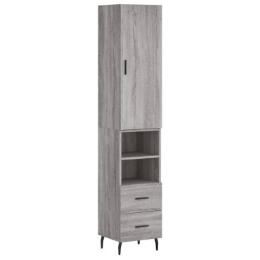 vidaXL Μπουφές Sonoma Γκρι 34,5x34x180cm από Επεξεργασμένο Ξύλο 1 τεμ.
