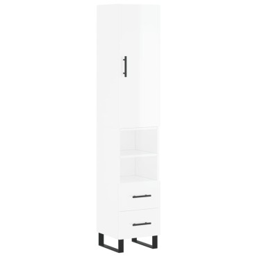 vidaXL Ντουλάπι Γυαλ. Λευκό 34,5x34x180cm από Επεξεργασμένο Ξύλο 1 τεμ.