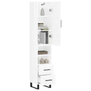 vidaXL Ντουλάπι Γυαλ. Λευκό 34,5x34x180cm από Επεξεργασμένο Ξύλο 1 τεμ.