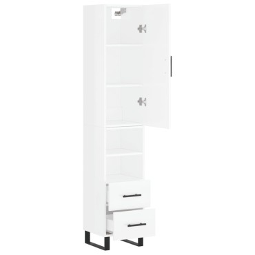 vidaXL Ντουλάπι Γυαλ. Λευκό 34,5x34x180cm από Επεξεργασμένο Ξύλο 1 τεμ.