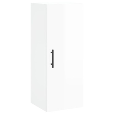 vidaXL Ντουλάπι Γυαλ. Λευκό 34,5x34x180cm από Επεξεργασμένο Ξύλο 1 τεμ.