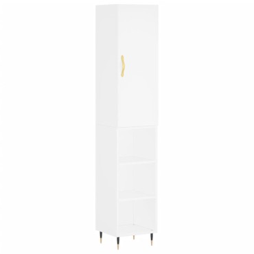 vidaXL Ντουλάπι Λευκό 34,5x34x180cm από Επεξεργασμένο Ξύλο 1 τεμ.