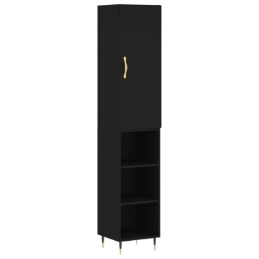 vidaXL Ντουλάπι Μαύρο 34,5x34x180cm από Επεξεργασμένο Ξύλο 1 τεμ.