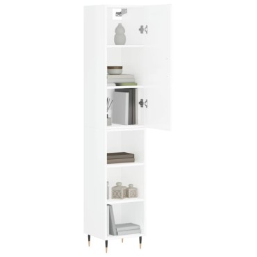 vidaXL Ντουλάπι Γυαλ. Λευκό 34,5x34x180cm από Επεξεργασμένο Ξύλο 1 τεμ.