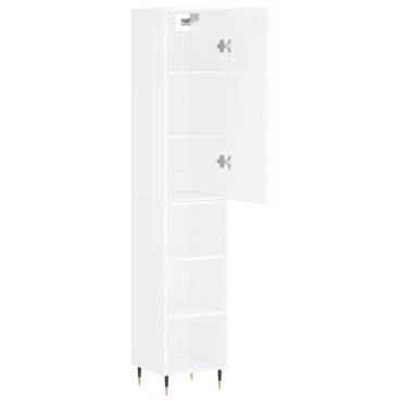 vidaXL Ντουλάπι Γυαλ. Λευκό 34,5x34x180cm από Επεξεργασμένο Ξύλο 1 τεμ.