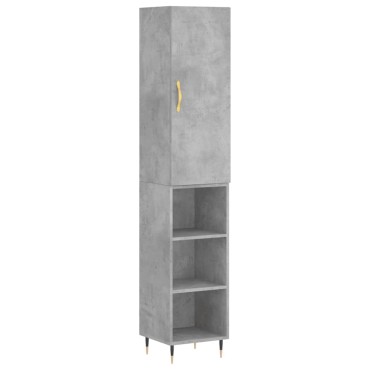 vidaXL Ντουλάπι Γκρι Σκυροδέματος 34,5x34x180cm Επεξεργασμένο Ξύλο 1 τεμ.