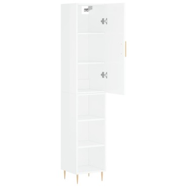 vidaXL Ντουλάπι Γυαλ. Λευκό 34,5x34x180cm από Επεξεργασμένο Ξύλο 1 τεμ.