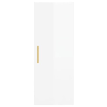 vidaXL Ντουλάπι Γυαλ. Λευκό 34,5x34x180cm από Επεξεργασμένο Ξύλο 1 τεμ.