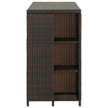 vidaXL Τραπέζι Μπαρ με Ράφια Καφέ 120x60x110cm από Συνθετικό Ρατάν 1 τεμ.