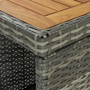 vidaXL Τραπέζι Μπαρ με Ράφια Γκρι 120x60x110cm από Συνθετικό Ρατάν 1 τεμ.
