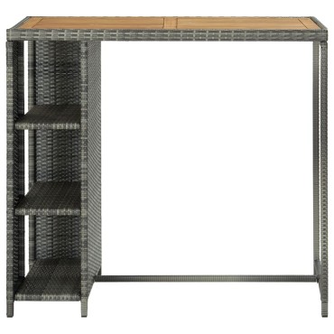 vidaXL Τραπέζι Μπαρ με Ράφια Γκρι 120x60x110cm από Συνθετικό Ρατάν 1 τεμ.