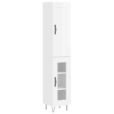 vidaXL Ντουλάπι Γυαλ. Λευκό 34,5x34x180cm από Επεξεργασμένο Ξύλο 1 τεμ.