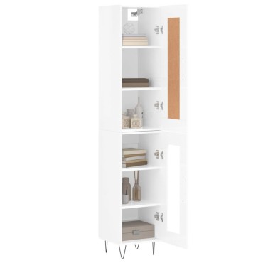 vidaXL Ντουλάπι Γυαλ. Λευκό 34,5x34x180cm από Επεξεργασμένο Ξύλο 1 τεμ.