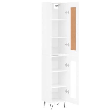 vidaXL Ντουλάπι Γυαλ. Λευκό 34,5x34x180cm από Επεξεργασμένο Ξύλο 1 τεμ.