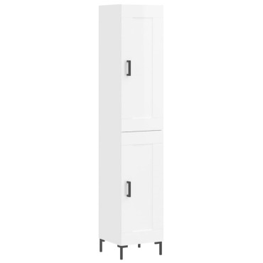 vidaXL Ντουλάπι Γυαλ. Λευκό 34,5x34x180cm από Επεξεργασμένο Ξύλο 1 τεμ.