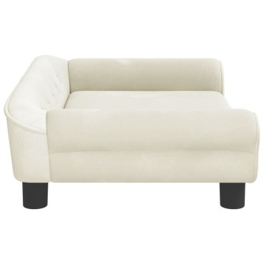 vidaXL Κρεβάτι Σκύλου Κρεμ 70 x 48 x 22 εκ. Βελούδινο