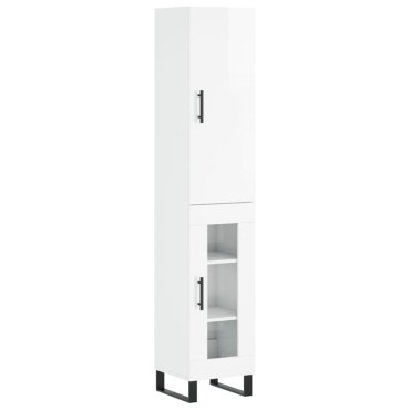 vidaXL Ντουλάπι Γυαλ. Λευκό 34,5x34x180cm από Επεξεργασμένο Ξύλο 1 τεμ.