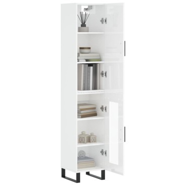 vidaXL Ντουλάπι Γυαλ. Λευκό 34,5x34x180cm από Επεξεργασμένο Ξύλο 1 τεμ.