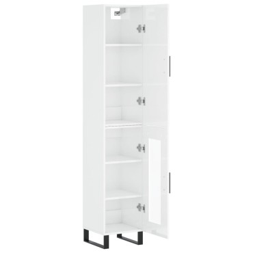 vidaXL Ντουλάπι Γυαλ. Λευκό 34,5x34x180cm από Επεξεργασμένο Ξύλο 1 τεμ.