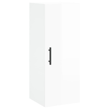 vidaXL Ντουλάπι Γυαλ. Λευκό 34,5x34x180cm από Επεξεργασμένο Ξύλο 1 τεμ.