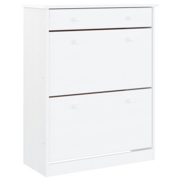 vidaXL Παπουτσοθήκη ALTA Λευκή 77x35x96cm από Μασίφ Ξύλο Πεύκου