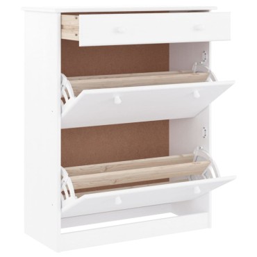 vidaXL Παπουτσοθήκη ALTA Λευκή 77x35x96cm από Μασίφ Ξύλο Πεύκου