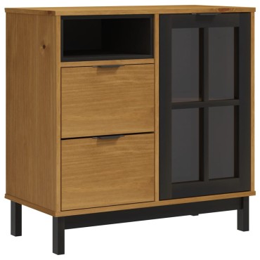 vidaXL Μπουφές FLAM 80x40x80cm από Μασίφ Ξύλο Πεύκο με Γυάλινη Πόρτα 1 τεμ.
