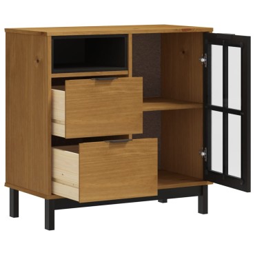 vidaXL Μπουφές FLAM 80x40x80cm από Μασίφ Ξύλο Πεύκο με Γυάλινη Πόρτα 1 τεμ.