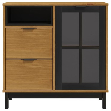 vidaXL Μπουφές FLAM 80x40x80cm από Μασίφ Ξύλο Πεύκο με Γυάλινη Πόρτα 1 τεμ.