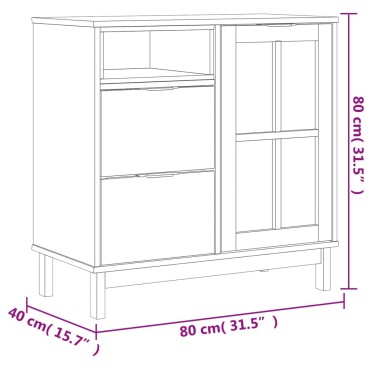 vidaXL Μπουφές FLAM 80x40x80cm από Μασίφ Ξύλο Πεύκο με Γυάλινη Πόρτα 1 τεμ.