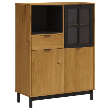 vidaXL Συρταριέρα FLAM 92x40x122,5cm Μασίφ Ξύλο Πεύκο με Γυάλινη Πόρτα 1 τεμ.