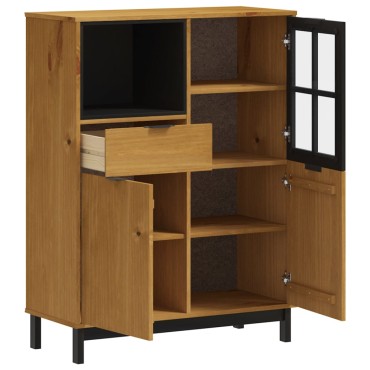 vidaXL Συρταριέρα FLAM 92x40x122,5cm Μασίφ Ξύλο Πεύκο με Γυάλινη Πόρτα 1 τεμ.