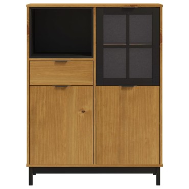 vidaXL Συρταριέρα FLAM 92x40x122,5cm Μασίφ Ξύλο Πεύκο με Γυάλινη Πόρτα 1 τεμ.