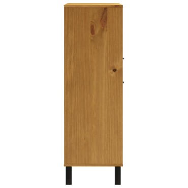 vidaXL Συρταριέρα FLAM 92x40x122,5cm Μασίφ Ξύλο Πεύκο με Γυάλινη Πόρτα 1 τεμ.