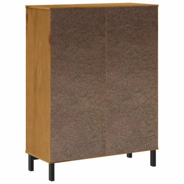 vidaXL Συρταριέρα FLAM 92x40x122,5cm Μασίφ Ξύλο Πεύκο με Γυάλινη Πόρτα 1 τεμ.