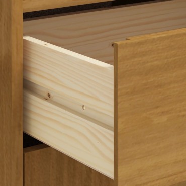 vidaXL Συρταριέρα FLAM 92x40x122,5cm Μασίφ Ξύλο Πεύκο με Γυάλινη Πόρτα 1 τεμ.