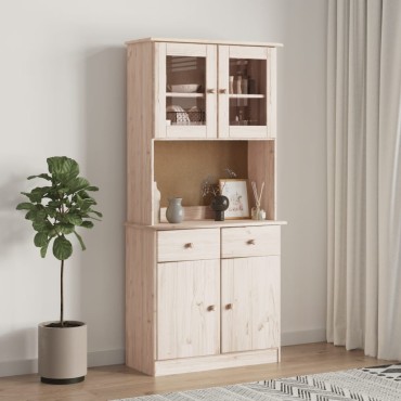 vidaXL Πάνω Ντουλάπι-Βιτρίνα ALTA 77x30x92cm από Μασίφ Ξύλο Πεύκου 1 τεμ.