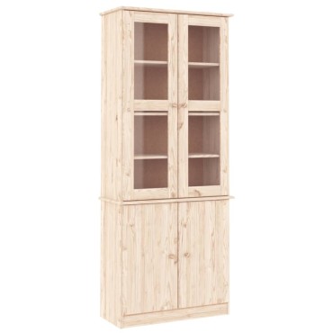 vidaXL Βιτρίνα Γυάλινη ALTA 77x35x186,5cm από Μασίφ Ξύλο Πεύκου 1 τεμ.