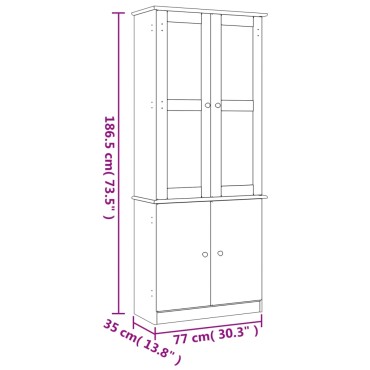 vidaXL Βιτρίνα Γυάλινη ALTA 77x35x186,5cm από Μασίφ Ξύλο Πεύκου 1 τεμ.