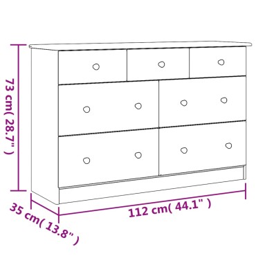 vidaXL Συρταριέρα ALTA 112x35x73cm από Μασίφ Ξύλο Πεύκου 1 τεμ.