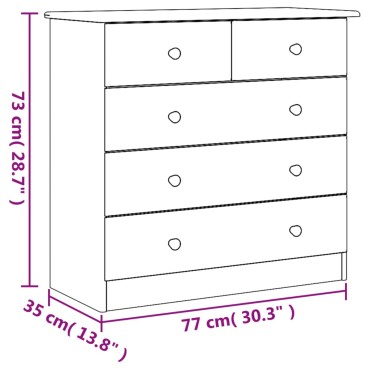 vidaXL Συρταριέρα ALTA Λευκή 77x35x73cm από Μασίφ Ξύλο Πεύκου 1 τεμ.