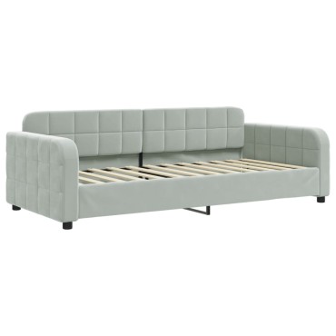 vidaXL Καναπές Κρεβάτι Ανοιχτό Γκρι 90x200cm Βελούδινος 1 τεμ. - Μονό