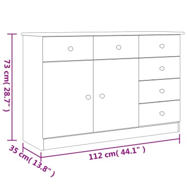 vidaXL Ντουλάπι ALTA Λευκό 112x35x73cm από Μασίφ Ξύλο Πεύκου 1 τεμ.