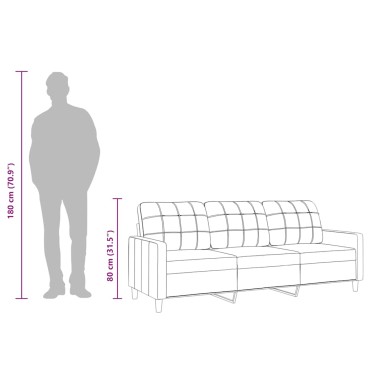 vidaXL Καναπές Τριθέσιος Taupe Υφασμάτινος 198x77x80cm 1 τεμ.