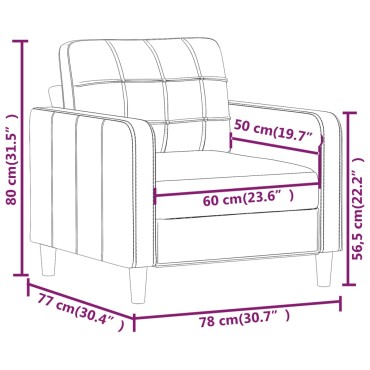 vidaXL Πολυθρόνα Μαύρη από Συνθετικό Δέρμα 78x77x80cm 1 τεμ. Γωνιακός