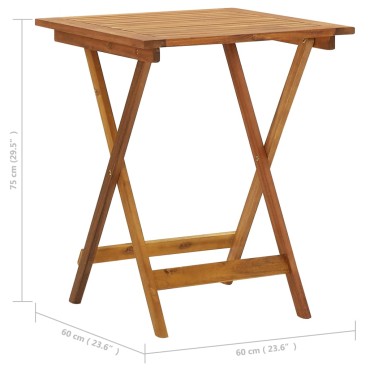 vidaXL Τραπέζι Κήπου Πτυσσόμενο 60x60x75cm από Μασίφ Ξύλο Ακακίας 1 τεμ.