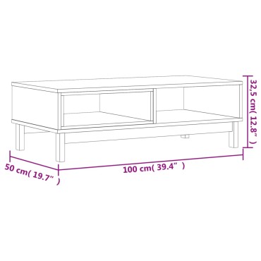 vidaXL Τραπεζάκι Σαλονιού FLAM 100x50x32,5cm από Μασίφ Ξύλο Πεύκου 1 τεμ.
