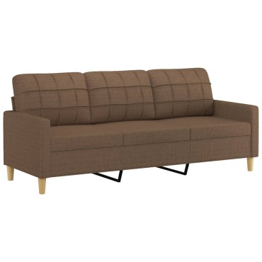 vidaXL Καναπές Τριθέσιος Καφέ Υφασμάτινος 198x77x80cm 1 τεμ.