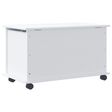 vidaXL Μπαούλο με Ρόδες ALTA Λευκό 73x39,5x43cm Μασίφ Ξύλο Πεύκου 1 τεμ.
